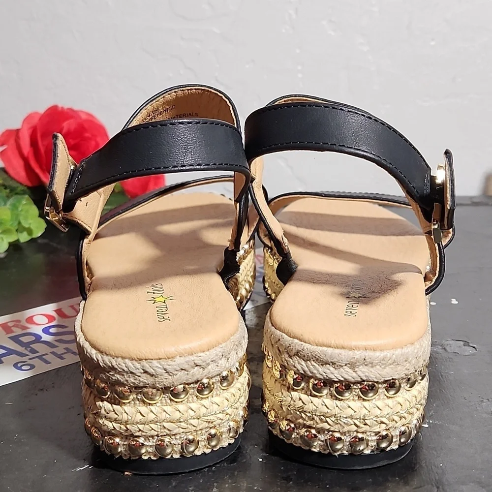 SEVEN DIALS Strappy Buckle Stud Detail Espadrille 8M